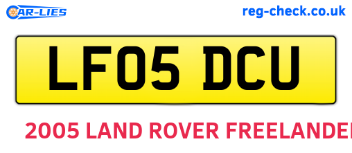 LF05DCU are the vehicle registration plates.
