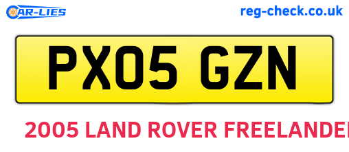 PX05GZN are the vehicle registration plates.