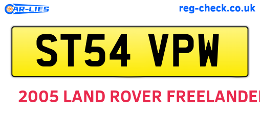 ST54VPW are the vehicle registration plates.