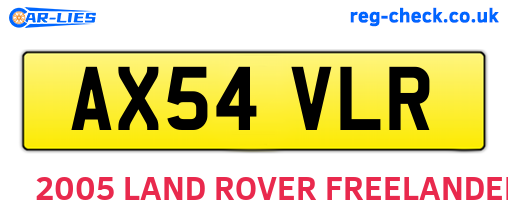 AX54VLR are the vehicle registration plates.