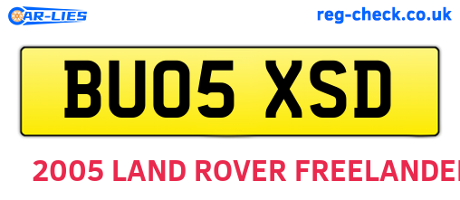 BU05XSD are the vehicle registration plates.
