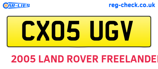 CX05UGV are the vehicle registration plates.