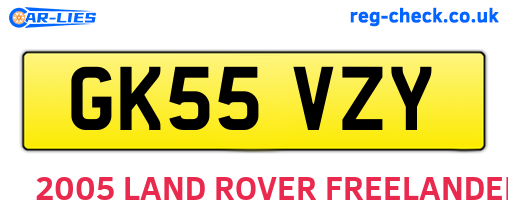 GK55VZY are the vehicle registration plates.