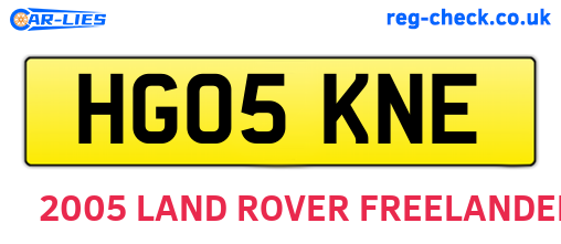 HG05KNE are the vehicle registration plates.