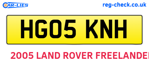 HG05KNH are the vehicle registration plates.