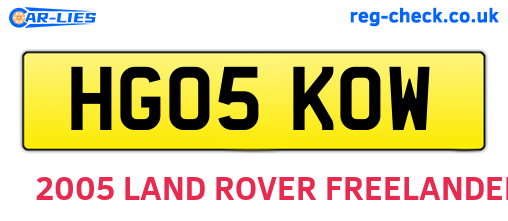 HG05KOW are the vehicle registration plates.