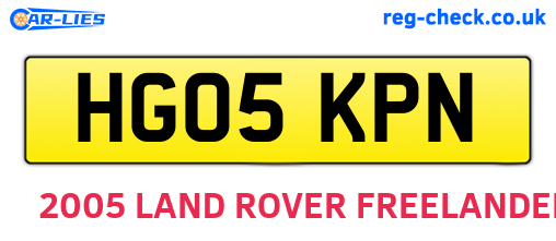 HG05KPN are the vehicle registration plates.