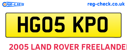 HG05KPO are the vehicle registration plates.