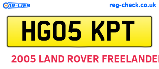 HG05KPT are the vehicle registration plates.