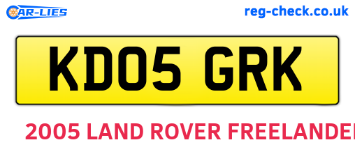 KD05GRK are the vehicle registration plates.