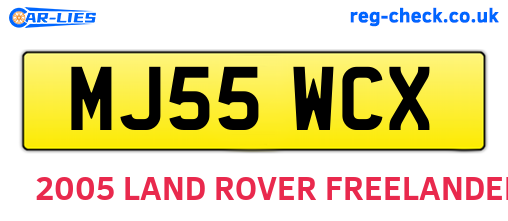MJ55WCX are the vehicle registration plates.