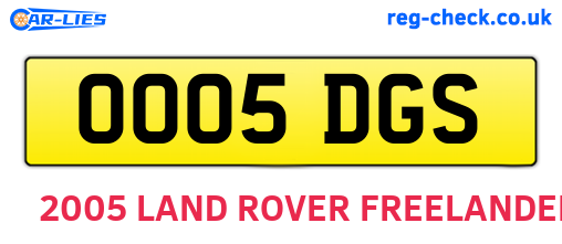 OO05DGS are the vehicle registration plates.