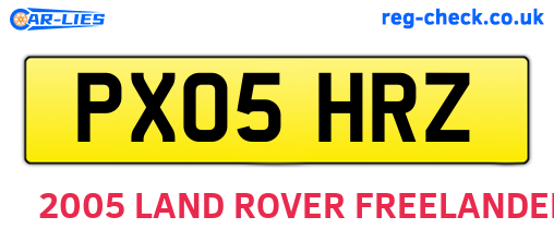 PX05HRZ are the vehicle registration plates.