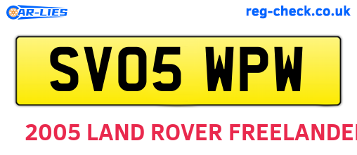 SV05WPW are the vehicle registration plates.