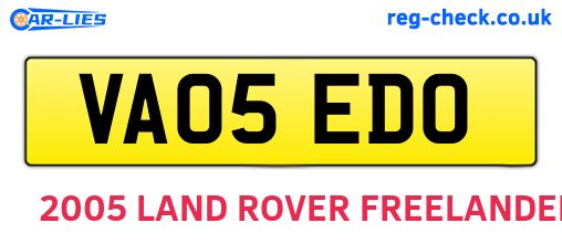 VA05EDO are the vehicle registration plates.