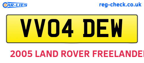 VV04DEW are the vehicle registration plates.