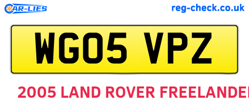 WG05VPZ are the vehicle registration plates.