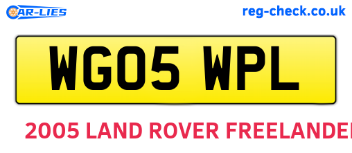 WG05WPL are the vehicle registration plates.