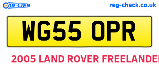 WG55OPR are the vehicle registration plates.