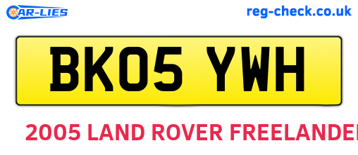 BK05YWH are the vehicle registration plates.