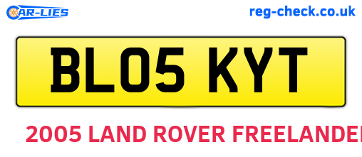 BL05KYT are the vehicle registration plates.