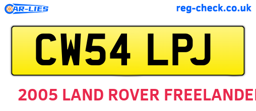 CW54LPJ are the vehicle registration plates.
