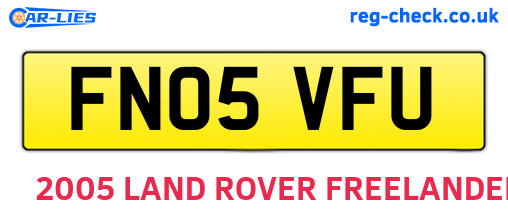 FN05VFU are the vehicle registration plates.