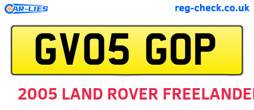 GV05GOP are the vehicle registration plates.