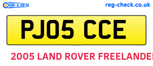 PJ05CCE are the vehicle registration plates.