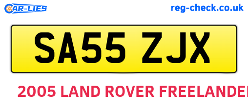 SA55ZJX are the vehicle registration plates.
