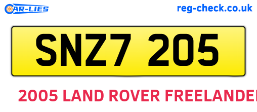 SNZ7205 are the vehicle registration plates.