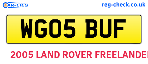WG05BUF are the vehicle registration plates.