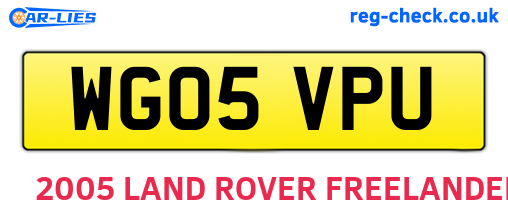 WG05VPU are the vehicle registration plates.