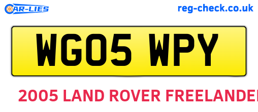 WG05WPY are the vehicle registration plates.