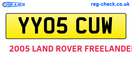 YY05CUW are the vehicle registration plates.
