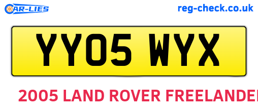 YY05WYX are the vehicle registration plates.