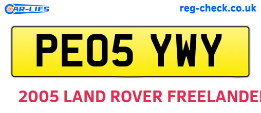 PE05YWY are the vehicle registration plates.