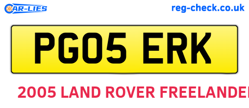 PG05ERK are the vehicle registration plates.