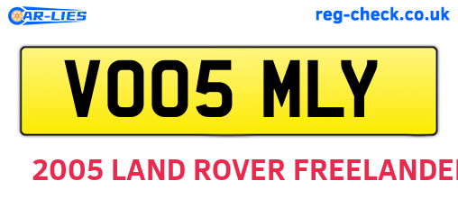 VO05MLY are the vehicle registration plates.