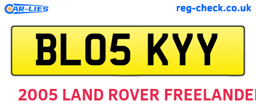 BL05KYY are the vehicle registration plates.