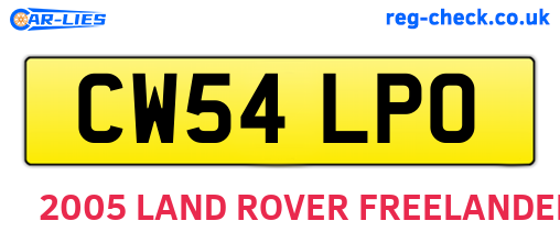 CW54LPO are the vehicle registration plates.