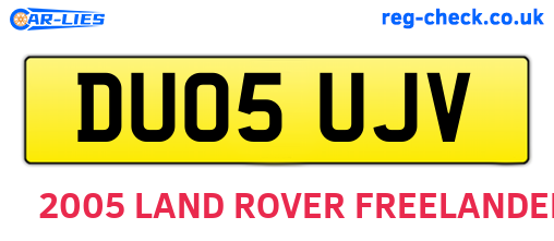 DU05UJV are the vehicle registration plates.