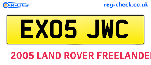 EX05JWC are the vehicle registration plates.