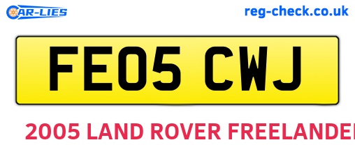 FE05CWJ are the vehicle registration plates.