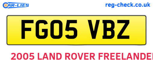 FG05VBZ are the vehicle registration plates.