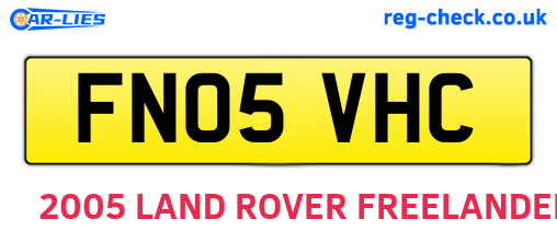 FN05VHC are the vehicle registration plates.