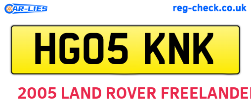 HG05KNK are the vehicle registration plates.