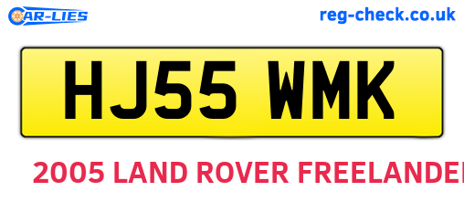 HJ55WMK are the vehicle registration plates.