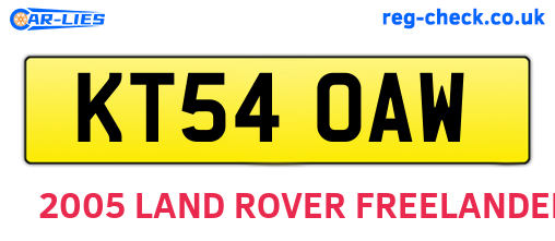 KT54OAW are the vehicle registration plates.