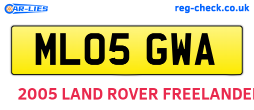 ML05GWA are the vehicle registration plates.
